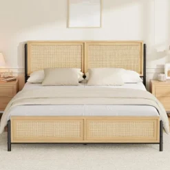 Boho Wooden Full/Queen/King Size Bed Frame With Natural Rattan Headboard And Footboard, No Box Spring Needed, Noise-Free Easy Assemble Metal Bedframe 12 Boho Wooden Full/Queen/King Size Bed Frame With Natural Rattan Headboard And Footboard, No Box Spring Needed, Noise-Free Easy Assemble Metal Bedframe -Steve Silver Furniture Store GUEST 0371a8fa fb53 476b 9017 b76e42880806