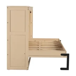 Twin/Full Size Murphy Bed Multifunctional Foldable Platform Bedframe With Bookshelf, Natural/White-ModernLuxe -Steve Silver Furniture Store GUEST 052273f9 e574 485d 999e 569429a2cce0