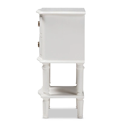 Audrey Finished 2 Drawer Nightstand White - Baxton Studio 2 Audrey Finished 2 Drawer Nightstand White - Baxton Studio - Image 2