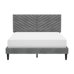 Queen Crestwood Upholstered Chevron Pleated Platform Bed With 2 Dual USB Ports Gray - Hillsdale Furniture 22 Queen Crestwood Upholstered Chevron Pleated Platform Bed With 2 Dual USB Ports Gray - Hillsdale Furniture -Steve Silver Furniture Store GUEST 07cea812 cb70 42e9 83b5 76d9d422edf2