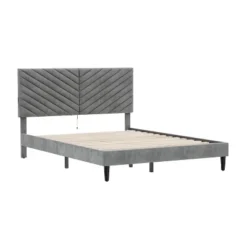 Queen Crestwood Upholstered Chevron Pleated Platform Bed With 2 Dual USB Ports Gray - Hillsdale Furniture 26 Queen Crestwood Upholstered Chevron Pleated Platform Bed With 2 Dual USB Ports Gray - Hillsdale Furniture -Steve Silver Furniture Store GUEST 09c235d6 a5b5 40f1 b75d a85bbcec0ad9