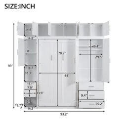 Full/Twin Size Murphy Bed Wall Bed Frame, Wood Storage Cabinet Bed With Lockers, Drawers And Wardrobes, White -ModernLuxe -Steve Silver Furniture Store GUEST 0a0560f7 0188 40ff 898f 29f80b20937e