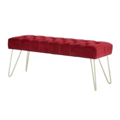 Hewett Velvet Tufted Metal Bench - Inspire Q -Steve Silver Furniture Store GUEST 0ed7eed5 7682 4608 83a6 10b37ba9c0c0
