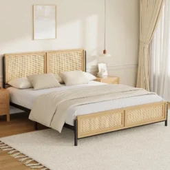 Boho Wooden Full/Queen/King Size Bed Frame With Natural Rattan Headboard And Footboard, No Box Spring Needed, Noise-Free Easy Assemble Metal Bedframe 13 Boho Wooden Full/Queen/King Size Bed Frame With Natural Rattan Headboard And Footboard, No Box Spring Needed, Noise-Free Easy Assemble Metal Bedframe -Steve Silver Furniture Store GUEST 0fbd3df7 0766 42a0 925f dc024db6ce9f