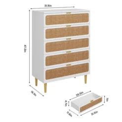 Garvee Rattan 5 Drawer Dresser For Bedroom, Tall Dresser With Deep Drawers, Large Chest Of Drawers For Closet With Wide Top For Living Room, Hallway -Steve Silver Furniture Store GUEST 0fcf42f9 7237 4c13 9e30 71373d0c86e3