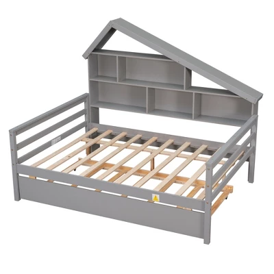 Full Size Platform Bed With Trundle And Shelves-ModernLuxe 3 Full Size Platform Bed With Trundle And Shelves-ModernLuxe - Image 3