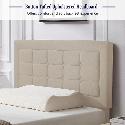 VECELO Twin/Full/Queen Size Upholstered Bed Frame Button Tufted Adjustable Headboard 5 VECELO Twin/Full/Queen Size Upholstered Bed Frame Button Tufted Adjustable Headboard - Image 5