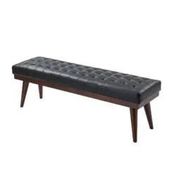 Olga 55.5" Wide Mid-century Modern Genuine Leather Bedroom Bench |ARTFUL LIVING DESIGN -Steve Silver Furniture Store GUEST 1715a410 38f3 4815 8455 fbb2ad6a081e