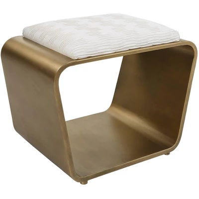 Uttermost Hoop 24" Wide Gold And White Small Accent Bench 1 Uttermost Hoop 24" Wide Gold And White Small Accent Bench