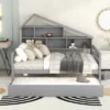 Full Size Platform Bed With Trundle And Shelves-ModernLuxe