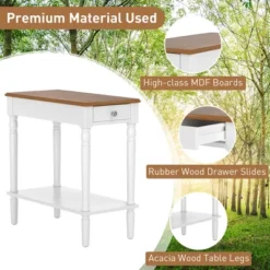 Costway 2 PCS 2-tier End Side Narrow Table Nightstand W/ Drawer For Living Room Bedroom -Steve Silver Furniture Store GUEST 1ab57aec a8ee 4182 9330 6b5270749708