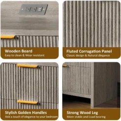 Boersma Fluted Nightstand Set Of 2, 23" Modern Night Stand With Charging Station,Side Table With 2 Drawers,End Table With Storage,Farmhouse Sofa -Steve Silver Furniture Store GUEST 1c2381ac 1d34 4c66 8440 a0e8548367dd