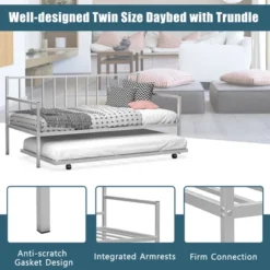 Costway Twin Metal Daybed With Roll Out Trundle Heavy Duty Frame Sofa Bed Set -Steve Silver Furniture Store GUEST 1caa3675 c2df 4368 8eff f2569b1a3a3a
