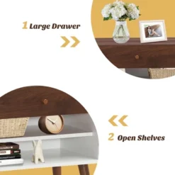 Costway Nightstand End Side Table Drawer Storage Shelf Mid-Century Rubber Wood Leg -Steve Silver Furniture Store GUEST 1f68d55c 1194 4450 8ef6 3e91aed17da1