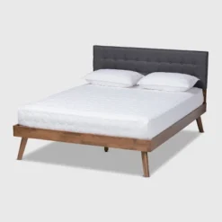 Devan Fabric Upholstered Walnut Finished Platform Bed - Baxton Studio -Steve Silver Furniture Store GUEST 1f7539ee 4401 421f 8c56 4785bec03f65