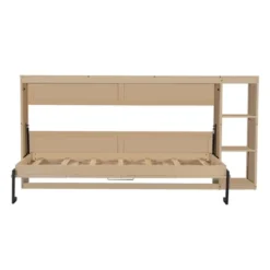 Twin/Full Size Murphy Bed Multifunctional Foldable Platform Bedframe With Bookshelf, Natural/White-ModernLuxe -Steve Silver Furniture Store GUEST 205063e7 1d7c 42e0 bd3e a8b0d2f00913