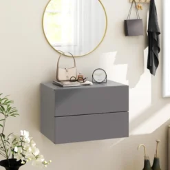 Costway 1/2 PCS Floating Nightstand With Drawer Storage Modern Floating Bedroom Shelf Gray -Steve Silver Furniture Store GUEST 20e0ddb2 a9e2 4593 af46 527c3c98b9bb