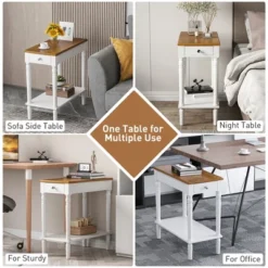 Costway 2 PCS 2-tier End Side Narrow Table Nightstand W/ Drawer For Living Room Bedroom -Steve Silver Furniture Store GUEST 20e21d4b ace3 4aa3 a8e8 0e9ef3ed648a