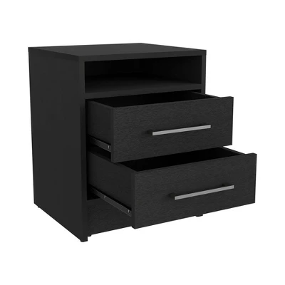 Kumasinova Modern 19.9" Night Stand With Drawers,Wood Nightstand With Open Shelf,Compact Bedside Table With Metal Handles For Bedroom 2 Kumasinova Modern 19.9" Night Stand With Drawers,Wood Nightstand With Open Shelf,Compact Bedside Table With Metal Handles For Bedroom - Image 2