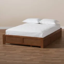 Wren 3 Drawer Storage Bed Frame Walnut - Baxton Studio -Steve Silver Furniture Store GUEST 21c1f298 66e8 4c56 b362 875ad23874aa