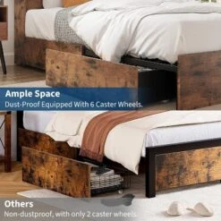 Bed Frame With 4 Storage Drawers And High Storage Bookcase Headboard, Built In Charging Station,No Box Spring Needed, Noise-Free, Easy Assembly -Steve Silver Furniture Store GUEST 24bf1e75 1f60 4d33 8335 4fc0c78c41db