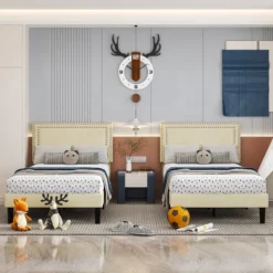 VECELO Velvet Upholstered Platform Bed Frame With Adjustable Headboard, Sturdy Wood Slats & Metal Support, No Box Spring Needed, Twin/Full/Queen Size -Steve Silver Furniture Store GUEST 2569f90c 1f88 4fce a021 64637f9d9a6c