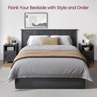 VASAGLE Farmhouse Nightstand With Barn Door, Bedside Table With Storage, Side End Table, Night Stand With Open Compartment 6 VASAGLE Farmhouse Nightstand With Barn Door, Bedside Table With Storage, Side End Table, Night Stand With Open Compartment - Image 6