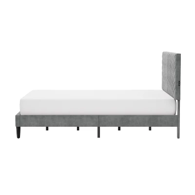 Queen Crestwood Upholstered Chevron Pleated Platform Bed With 2 Dual USB Ports Gray - Hillsdale Furniture 10 Queen Crestwood Upholstered Chevron Pleated Platform Bed With 2 Dual USB Ports Gray - Hillsdale Furniture - Image 10