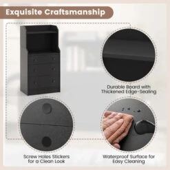 Costway 3-Drawer Dresser 44" Tall Wood Storage Organizer Chest With 2 Open Shelves Black/White/Walnut -Steve Silver Furniture Store GUEST 305fb425 a4d4 46f7 942e 0f9c965c68a5