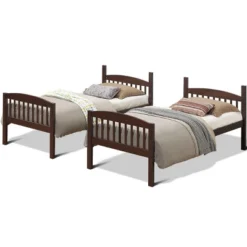 Costway Wood Solid Hardwood Twin Bunk Beds Detachable Safety Rail -Steve Silver Furniture Store GUEST 3314c257 cc32 42e1 9447 33d512aaad91
