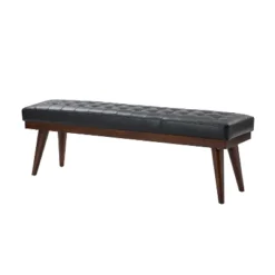 Olga 55.5" Wide Mid-century Modern Genuine Leather Bedroom Bench |ARTFUL LIVING DESIGN -Steve Silver Furniture Store GUEST 33c18438 50c7 4607 9506 9a5cd10fdcbc