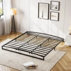 Low Bed Frame 6 Inch Heavy Duty Metal Platform Bed Frame Low Profile, Mattress Foundation, No Box Spring Needed