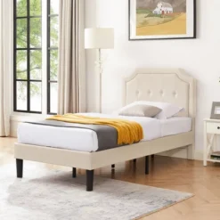 VECELO Modern Upholstered Bed Frame Wooden Platform Bed With Adjustable Headboard And Underbed Storage Space -Steve Silver Furniture Store GUEST 36782ccd a2d7 4c29 aea1 dbe6d76e67c4