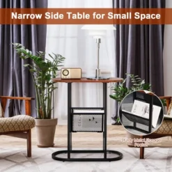Costway 2 PCS 2-tier Side Table Oval Narrow End Table Nightstand Bedside Table Brown 14 Costway 2 PCS 2-tier Side Table Oval Narrow End Table Nightstand Bedside Table Brown -Steve Silver Furniture Store GUEST 3760b275 72cf 4b5d 955f 8eb10c1a4381