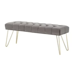 Hewett Velvet Tufted Metal Bench - Inspire Q -Steve Silver Furniture Store GUEST 38198094 39ea 41aa a20c 75d42fc70e3e
