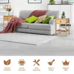 Costway 2PCS Bamboo Nightstand Natural Side End Table W/Drawer For Living Room Bedroom -Steve Silver Furniture Store GUEST 38f22b30 0ff2 44fe 8c93 7d808064a533