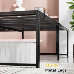 Queen Metal Bed Frame Platform, 14 Inch Queen Bedframe With Sturdy Steel Slats Mattress Foundation No Box Spring Needed Easy Assemble Noise Free Black 8 Queen Metal Bed Frame Platform, 14 Inch Queen Bedframe With Sturdy Steel Slats Mattress Foundation No Box Spring Needed Easy Assemble Noise Free Black -Steve Silver Furniture Store GUEST 3c75d07b 8550 4ffb 95ef 9255c90dc64f