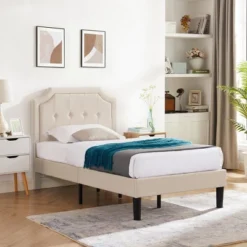 VECELO Modern Upholstered Bed Frame Wooden Platform Bed With Adjustable Headboard And Underbed Storage Space -Steve Silver Furniture Store GUEST 3cfb1c88 fcf8 47da 86dc 9ea4129a5e42