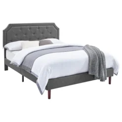 BIKAHOM Upholstered Platform Bed With Button Tufted Headboard, Dark Grey -Steve Silver Furniture Store GUEST 3d553cf6 16f1 4bae 8c70 7a0b5ab1fe00