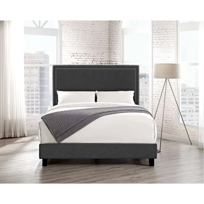 Emery Upholstered Queen Platform Bed Charcoal Black - Picket House Furnishings 2 Emery Upholstered Queen Platform Bed Charcoal Black - Picket House Furnishings - Image 2