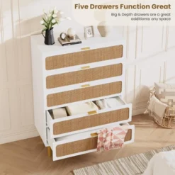 Garvee Rattan 5 Drawer Dresser For Bedroom, Tall Dresser With Deep Drawers, Large Chest Of Drawers For Closet With Wide Top For Living Room, Hallway -Steve Silver Furniture Store GUEST 45ee68d9 288c 456f 9124 f518020a94d5