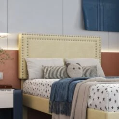 VECELO Velvet Upholstered Platform Bed Frame With Adjustable Headboard, Sturdy Wood Slats & Metal Support, No Box Spring Needed, Twin/Full/Queen Size -Steve Silver Furniture Store GUEST 461007bc efcb 4955 bd45 334d79655ef2