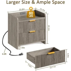 Boersma Fluted Nightstand Set Of 2, 23" Modern Night Stand With Charging Station,Side Table With 2 Drawers,End Table With Storage,Farmhouse Sofa -Steve Silver Furniture Store GUEST 46a0eaab 04b9 4edd a353 9e66e4314cc2