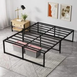 Queen Metal Bed Frame Platform, 14 Inch Queen Bedframe With Sturdy Steel Slats Mattress Foundation No Box Spring Needed Easy Assemble Noise Free Black 9 Queen Metal Bed Frame Platform, 14 Inch Queen Bedframe With Sturdy Steel Slats Mattress Foundation No Box Spring Needed Easy Assemble Noise Free Black -Steve Silver Furniture Store GUEST 49ecbe78 80e2 452f a432 d6630a48d746