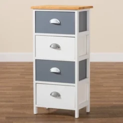 Calra Wood 4 Drawer Storage Unit Oak Brown - Baxton Studio -Steve Silver Furniture Store GUEST 4b85d05b a277 45c7 a913 79f84da19cbf