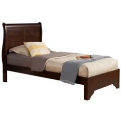 West Haven Twin Wood Sleigh Bed In Cappuccino (Brown) - Alpine Furniture