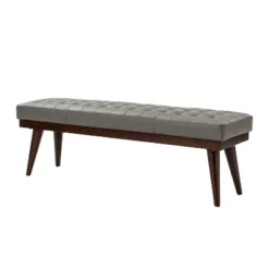 Olga 55.5" Wide Mid-century Modern Genuine Leather Bedroom Bench |ARTFUL LIVING DESIGN -Steve Silver Furniture Store GUEST 4e048c0f 89f5 4cb6 bea9 25eb9a7d1ec0