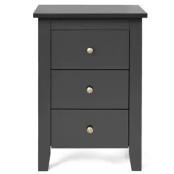 Costway Nightstand End Beside Sofa Table Cabinet W/ 3 Drawers Bedroom Furniture Black -Steve Silver Furniture Store GUEST 509aab2c 2880 4044 9030 aaa1e58c420a