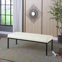 Tufted Metal Bench - HomePop -Steve Silver Furniture Store GUEST 51219351 6a76 4045 86f6 d14126511758