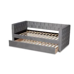 Larkin Velvet Fabric Upholstered Daybed With Trundle - Baxton Studio 11 Larkin Velvet Fabric Upholstered Daybed With Trundle - Baxton Studio -Steve Silver Furniture Store GUEST 51a7addb c1f4 41be 9423 c632f1f6b43b